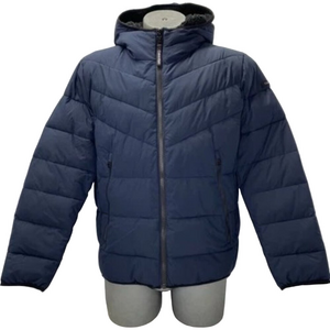 NEW CALVIN KLEIN Mens Jacket True Navy Blue Size L Chevron  Sherpa Lined Hood